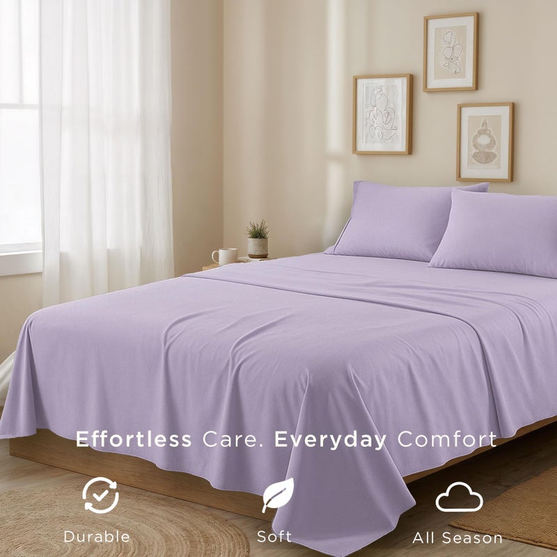 Threadmill Cotton Queen Sheet Set | 100% Cotton Sheets for Queen Size Bed | Solid Sateen Queen Bed Sheets Set with 16â€ Deep Pocket | Soft Breathable 4-Piece Cooling Bedding Sheet Set | Lilac - Image 5